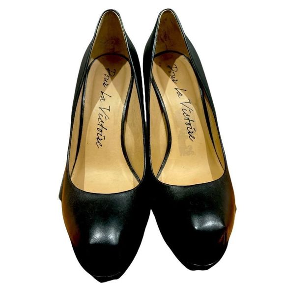 POUR LA VICTOIRE Black Leather Pumps - Picture 5 of 8